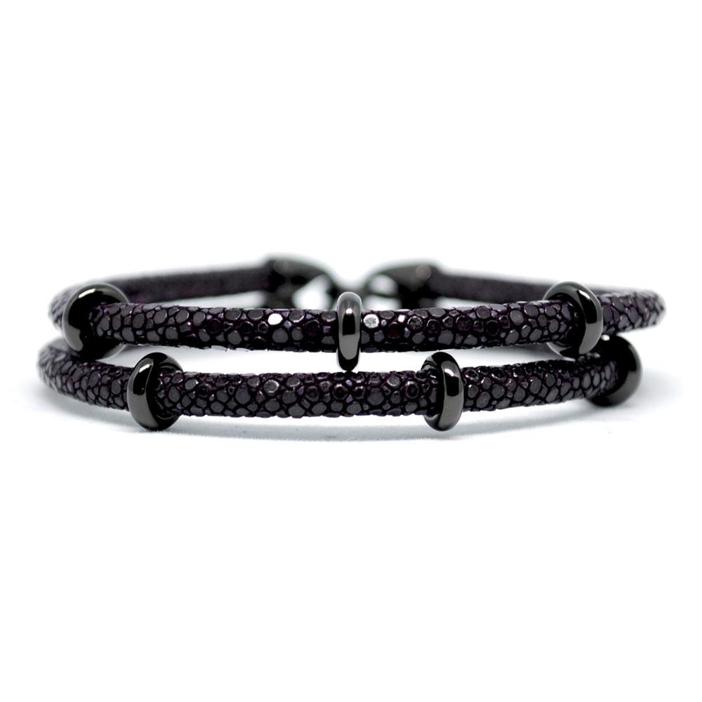Double Stingray Bracelet | Purple & Black | Double Bone